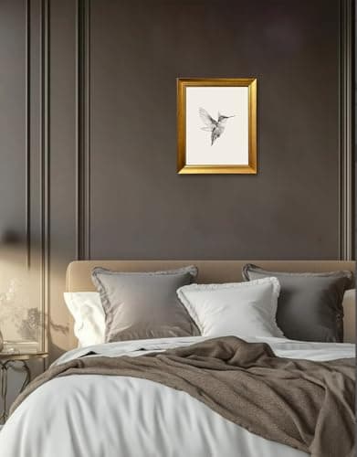 Hummingbird Painting Vintage Bird Picture Wall Decor Gold Framed Canvas Wall Art Nursery Print Neutral Minimalist Artworks for Bedroom Living Room Home Decoration — view 5