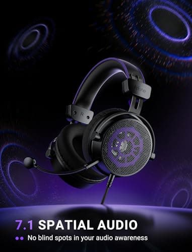 FIFINE Open Back Gaming Headset with 7.1 Surround Sound - Expansive Open Audio - USB/3.5mm Dual Wired Connection - Detachable Mic for PC, PS5, PS4, Laptop, Mac, Xbox, Mobile - Ampligame H18V Lite BP — view 3