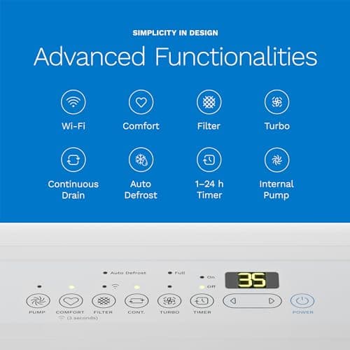 hOmeLabs Dehumidifier 7,500 Sq Ft Wi-Fi 50 Pint MAX 120 Pint 95°F, 90% RH — view 4