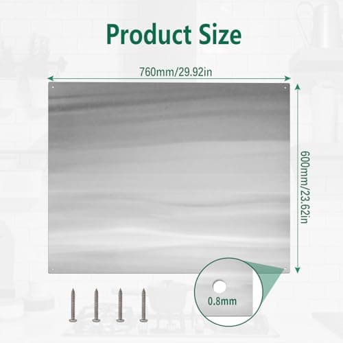 LTSEAME 30" x 24" Stainless Steel Stove Backsplash Panel 2 Pieces Ultra-Thin Flush Mount Splash Guard for Kitchen Wall, Heat & Stain Resistant, Easy Installation with Pre-Drilled Holes