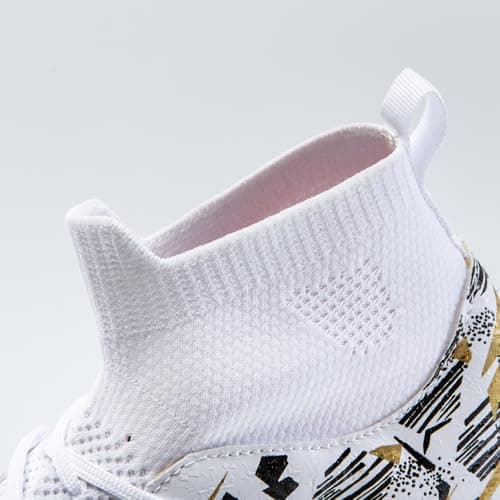 PMKZSES Kids Soccer Cleats High Top Football Cleats Boys Girls for Training White — view 5