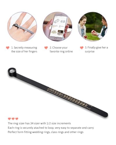 Meowoo Ring Sizer Measuring Tool with Magnifier, for Ring Measurer and Ring Sizer Clear and Intuitive Reading. Plastic Ring Sizer with Lens, 1-17 — view 3