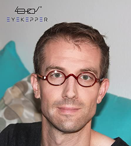 Eyekepper Readers Spring Temple Vintage Mini Small Oval Round Reading Glasses Red +4.0