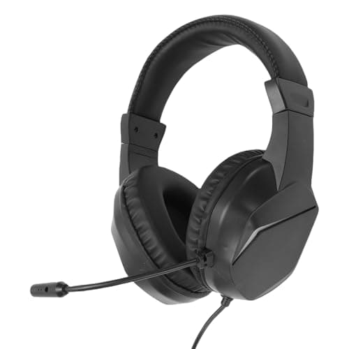 PUSOKEI Wired USB Gaming Headset with Noise Canceling Microphone, 7.1 Surround Sound Headphones RGB Lighting for PC, 40mm Drivers Memory Foam Earmuffs (Black)