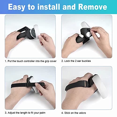 AMZDM Controller Grip for Oculus Quest 2 Accessories Grips Cover for VR Touch Controllers Covers Protector with Non-Slip Thumb Grips 1Pair Black — view 3