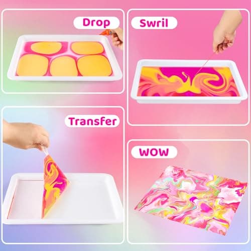 Titoclar Water Marbling Paint for Kids,Stocking Stuffers for Kids,Birthday Gifts for Kids 3+ Years Old,Arts and Crafts for Girls Boys Ages 8-12 6-8 3-5,STEM Science Toys — view 3