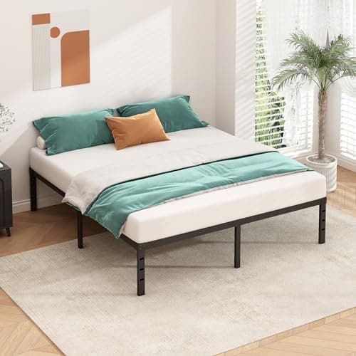 HLIPHA Metal Platform Bed Frame 18 Inch Tall,No Box Spring Needed,Queen Size Bed with Heavy Duty Strong Support Slats,Easy to Assemble,Black — view 3