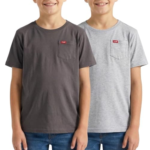 Wrangler Boys T-Shirts – 2 Pack Boys Shirts for Baby Toddler Teen Boys, Soft Cotton Pocket T-Shirt for Everyday Wear, School — view 5