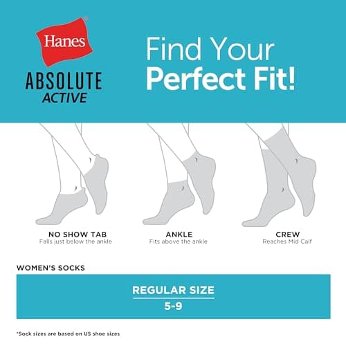 Hanes Women's Cushioned Crew Socks, Absolute Active Crew Socks for Women, Seamless Toe, 4-Pairs — view 4