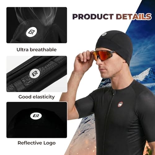 ROCKBROS Cooling Skull Cap Helmet Liner，Lightweight Breathable Under Helmet,Cycling Motorcycle Hard Hat Liner for Men Women Black