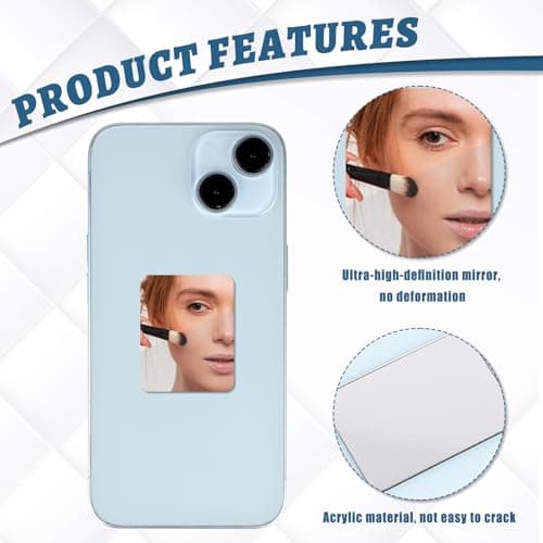 3 PCS Mirror Decal for Phone Mirror Stick on Phone Case Back Rectangle Mirrors Smartphone Charm Acrylic Make up Mirrors Stickers for Cellphone Case Back(Tear Off The Protective Film) — view 4