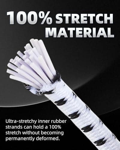 Bungee Cord - 1/8 Inch x 100 Feet - Elastic Shock Cord, Stretch Rope for Kayak, Crafts, Tie-Downs, DIY Projects - Flexible, High-Strength Bungee Rope (White with Black Trace) — view 5