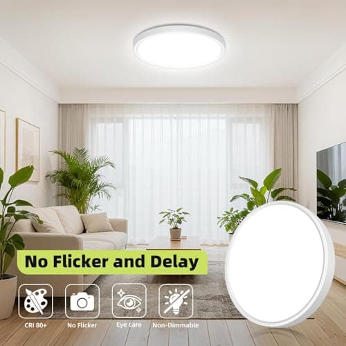 hepside 12Inch LED Flush Mount Ceiling Light Fixture,5 Color Temperature Options Closet Light Fixture,Small Round Slim Surface Ceiling Lights for Hallway Bathroom Bedroom Kitchen Bedroom — view 3