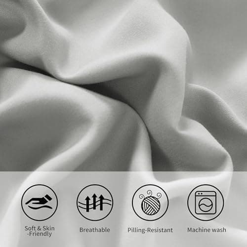 Aerlomi King Pillow Cases - 2 Pack - Envelope Closure - Soft Brushed Microfiber - Wrinkle, Stain, Shrinkage and Fade Resistant Pillow Covers King Size 20 X 36 Inches (Light Grey) — view 3