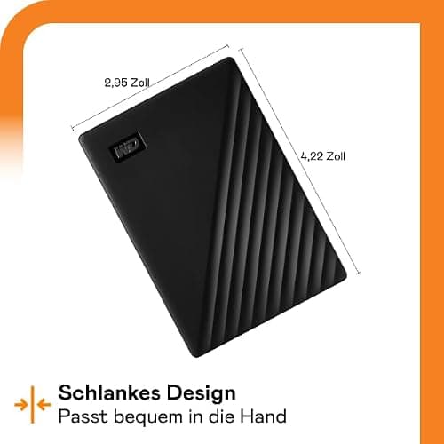 WD 1TB My Passport, Portable External Hard Drive, Black, backup software with defense against ransomware, and password protection, USB 3.1/USB 3.0 compatible - WDBYVG0010BBK-WESN — view 2