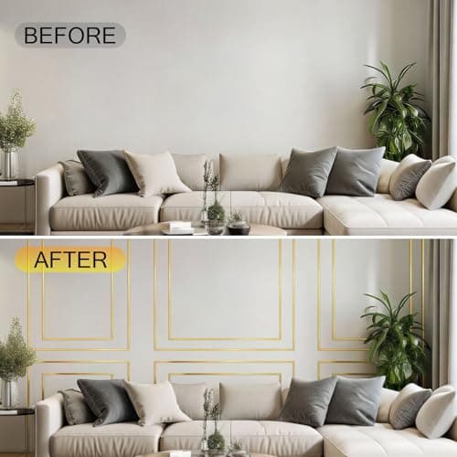 0.4in x 19.68Ft Peel and Stick Wall Molding Trim, Flexible Mirror Frame Border Strip, Self Adhesive Decorative Molding Trim for Walls, Edges, Borders, Window Frames, Cabinet — view 4
