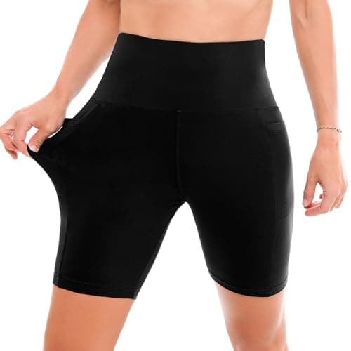 Ipletix Biker Shorts with Pockets for Women - 6'' High Waisted Womens Yoga Gym Athletic Running Workout Shorts White XXL — view 4