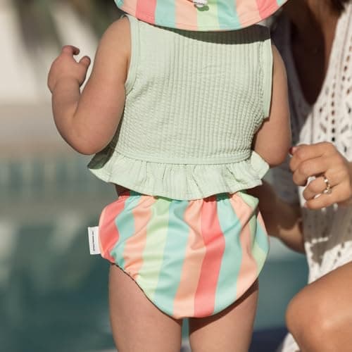 Tiny Twinkle Pull-Up Reusable Swim Diapers 2-Pack | Waterproof and UPF 50+ Sun Protection | Lightweight and Absorbent | Machine Washable(Sherbet Stripes,Strawberries,12-18M) — view 4