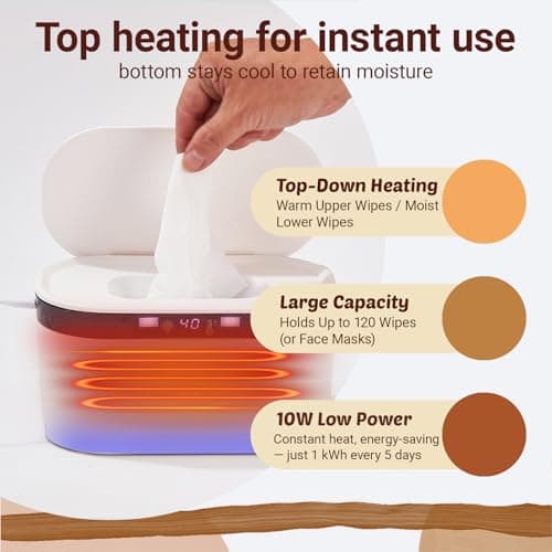 CUCUYG Baby Wipe Warmer, Wet Wipe Warmer 5 Modes of Temperature Heating Control Dual Heat for Baby's Comfort Large Capacity Wipes Dispenser Diaper for Babies & Adult, Wipe Warmer with Night Light — view 2