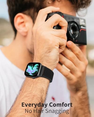 Nylon Sport Loop Band Compatible with Apple Watch Bands 38mm 40mm 41mm 42mm 44mm 45mm 46mm 49mm, Breathable Soft Band for iWatch 11 10 9 8 7 6 5 4 3 2 1 SE Ultra, Adjustable Wristband for Women Men — view 5