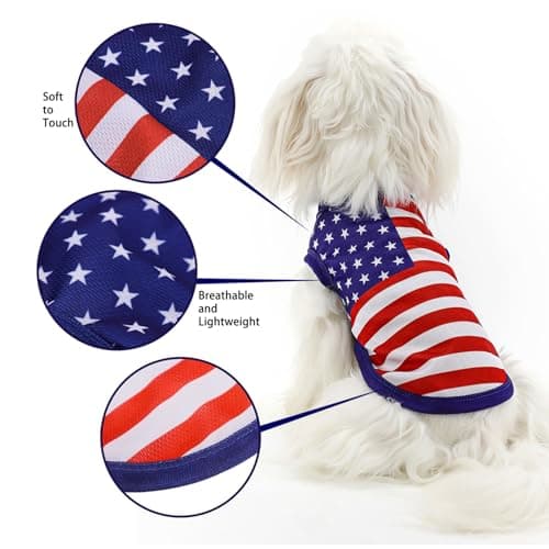 American Flag Inspired Dog Vest: Perfect Dog Shirt, Ideal Tank Top for Everyday Wear, Independence Day Celebrations Crafted Materials for a Cute and Stylish Look Blue S — view 5
