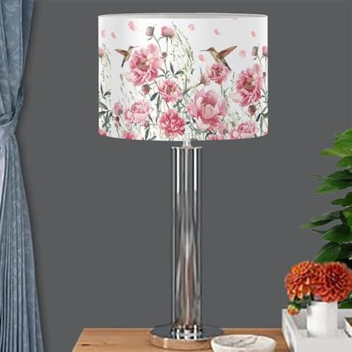 FANCOSAN Floral Humingbird Drum Lampshade Cover Well Constructed Lamp Shade for Home Decor Living Room Bedroom Study Dorm Desk Table Nightstand Lampshades L