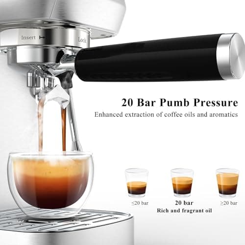 MAttinata Espresso Machine 20 Bar, Compact Espresso Maker with Milk Frother