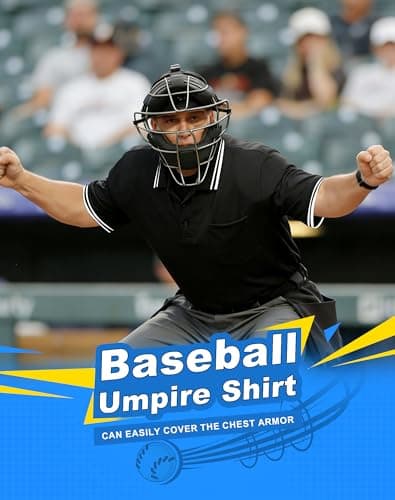 VKT Umpire Shirt Polo Short Sleeve Baseball Softball Ref Uniform Referee Gear Sized for Chest Protector Black S