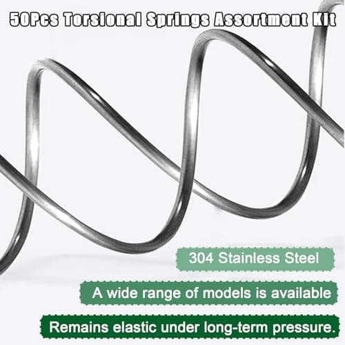 Ruibapa 50Pcs Torsional Springs Assortment Kit 15 Sizes 304 Stainless Steel,45/90/120 Degree for Home Repairs & DIY Springs Assortment — view 3