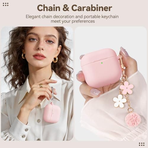Wowwat for AirPods 4 Case Cover 2024, Soft Silicone Protector-Pink — view 2