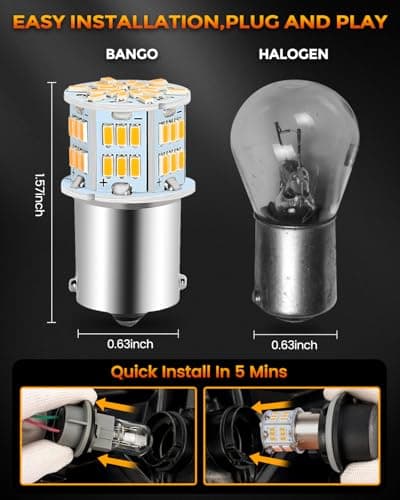 BANGO 1156 LED Bulb Amber Turn Signal Light, 1141 1003 7506 BA15S Super Bright for Car Front Rear Turn Signal Lights Brake Tail Lights, 4 Pack — view 3