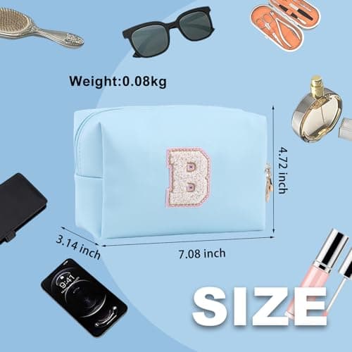 Makeup Bag for Women,Personalized Lettered Embroidered Zippered Cosmetic Bag,Travel Makeup Bag Portable Waterproof Cosmetic Toiletry Bag, Cute Cosmetic Pouch as a Gift for Girl