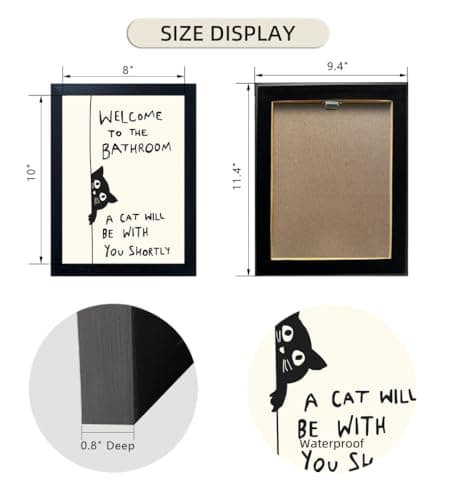 Framed Black and White Bathroom Wall Decor Welcome to the Bathroom Wall Art A cat Will be With You Shortly Funny Cat Lover Canvas Print Poster Modern Home Decor