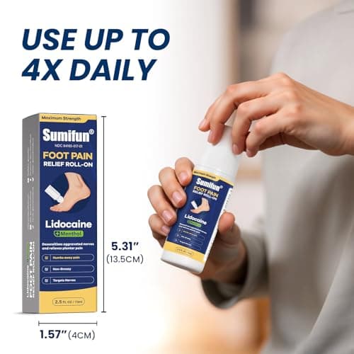 Sumifun Foot Pain Relief Lidocaine Roll-On - Maximum Strength OTC for Plantar Fasciitis & Heel Pain - Fast-Drying, Non-Greasy Formula, 2.5 Fl Oz (Blue, Medium(Pack of 1)) — view 4