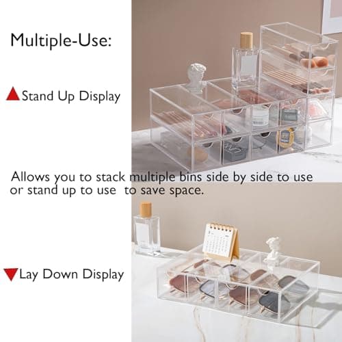 Sunglass Storage Box, Acrylic Eyeglass Organizer, Make-up Storage Drawer Tray, Jewelry Trays, Type Strong Load-bearing Easy Access 4-Layer Transparent Visual Sunglasses Case Home Office Using — view 3