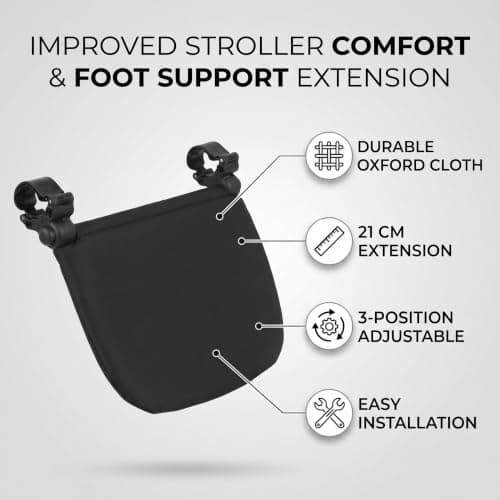 Baby Stroller Footrest, 12.6 x 8.3 in Stroller Extension Footrest Universal Infant Leg Rest for Baby Stroller Pushchair, Adjustable Detachable Foot Support for Toddler Comfort (Bla — view 3