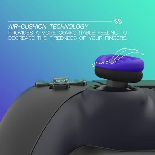 PlayVital Thumbs Cushion Caps Thumb Grips for ps5, for ps4, Thumbstick Grip Cover for Xbox Series X/S, Thumb Grip Cap for Xbox One, Elite Series 2, for Switch Pro Controller - Galactic Purple & Black