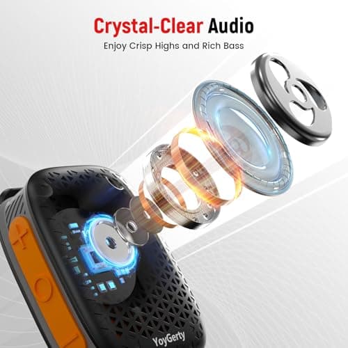 yoygerty 2026 Upgrade Wearable Bluetooth 5.4 Speaker, IPX7 Waterproof Clip-on Wireless Mini Portable Speakers, Built-in Mic, Hands-Free Music/Calls for Work/Cycling/Home/Party/Outdoor(Black) — view 2