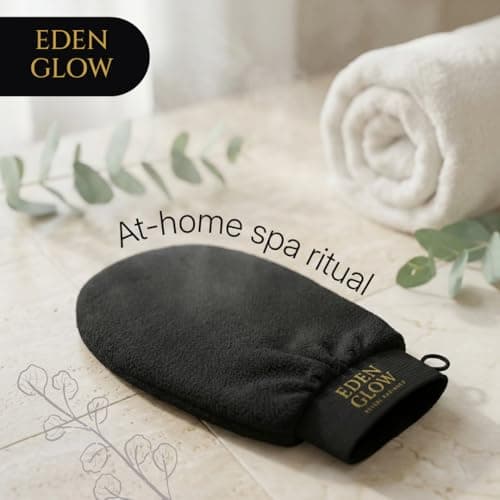 Exfoliating Bath Glove – Deep Body Exfoliation Mitt for Smooth, Radiant-Looking Skin – Reusable & Gentle - Pack of 1 Black - Eden Glow
