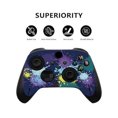 PlayVital Splattering Paint Custom Vinyl Skins for Xbox Series X, Wrap Decal Cover Stickers for Xbox Series X Console Controller