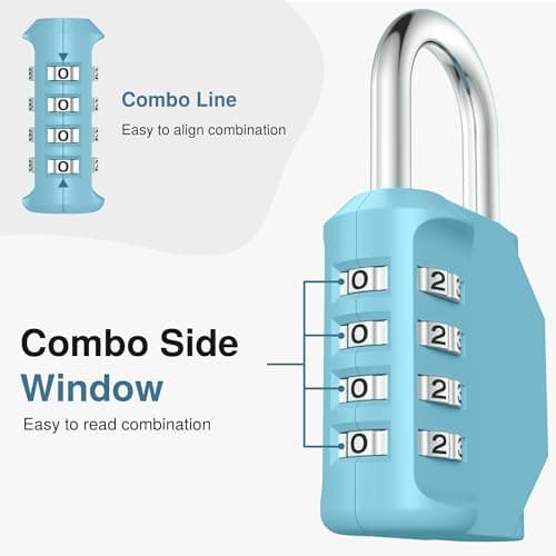 Puroma Combination Lock 4 Digit Waterproof Locker Locks Secure Outdoor Padlock for Gym Lockers, Toolboxes, Gates, Fences, Storage, Sports Locker, Cabinets (Sky Blue) — view 2