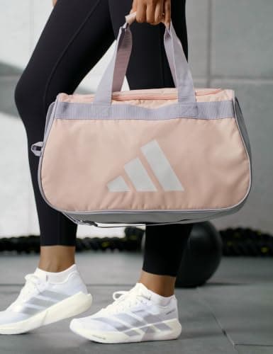 adidas Power Gym Bag – Lightweight Small Duffel, Blush Pink/White/Halo Silver Grey, OSFA