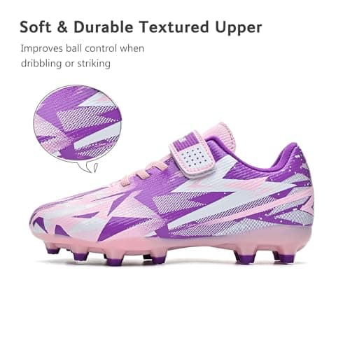 Irtaru Boys Girls Soccer Cleats Kids Soccer Shoes for Little/Big Kid Outdoor Indoor Firm Trainning Ground Athletic 10 Toddler Pink