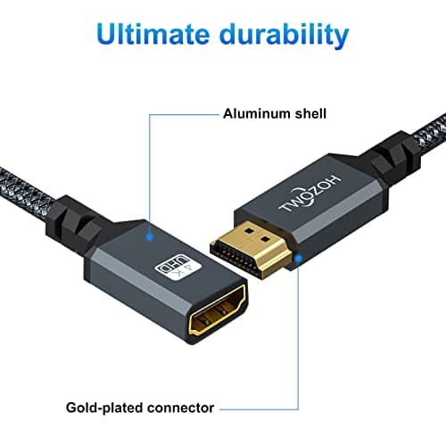Twozoh HDMI Extension Cable 1FT, Male to Female Cord, HDMI 2.0 Cable Adapter Support 4K@60Hz 3D HDR — view 2