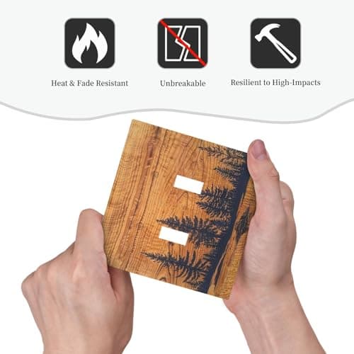 Forest Pine Tree Woodland Woods Grain Decorative 2 Gang Outlet Light Switch Cover Double Toggle Switch Wall Plate, Unbreakable Polycarbonate Thermoplastic Face Plate(Not Wood) — view 5