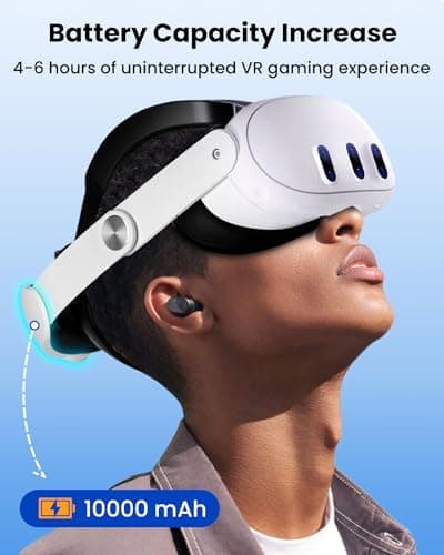 CIYOYO Head Strap for Meta Quest 3/3S, 10000mAh Battery Pack for Oculus Quest 3S/3 Accessories, Extended 6H Playtime with Enhanced Comfort and Balance, Adjustable Elite Strap, Free Lens & Case Cover