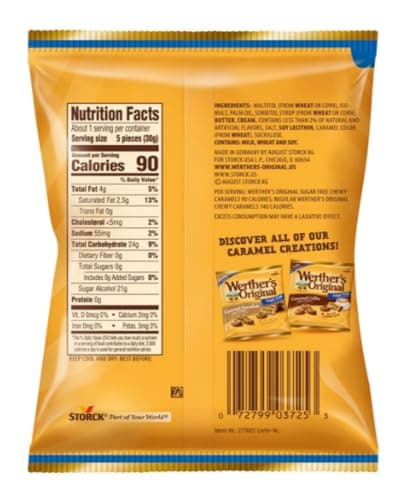 Werther's Original Chewy Caramels Sugar Free - Pack of 3 Bags - Perfect for Snacking on the Go or Stocking the Pantry - Great for Sharing