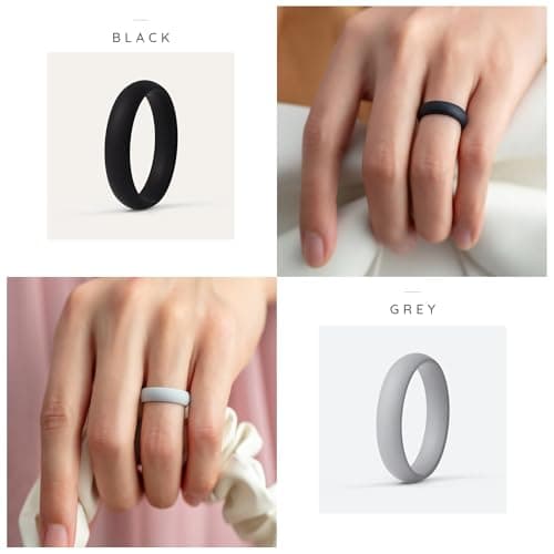 ThunderFit Silicone Bridal Rings Set for Women, 5.5mm Wide, 2mm Thick, Wedding Rubber Bands, Variety Multipack 1-12 — view 3