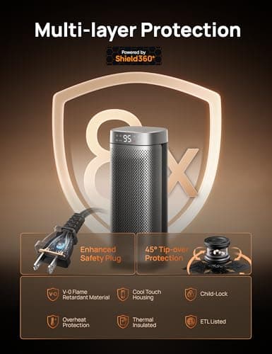 DREO Space Heaters for Indoor Use, 16 Inch Fast Heating Portable Heaters with Remote, 12H Timer, 70° Oscillation, Overheat Protection, Safety Heat, Large PTC Ceramic Electric for Bedroom Home Office — view 3