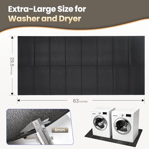 Washer Dryer Anti-Vibration Mat Foldable Rubber Mat for Washing Machine, Waterproof, Noise Reducing Pads Non-Slip Shockproof Mat for Floor Protection, 63 * 29.5 Inches — view 3